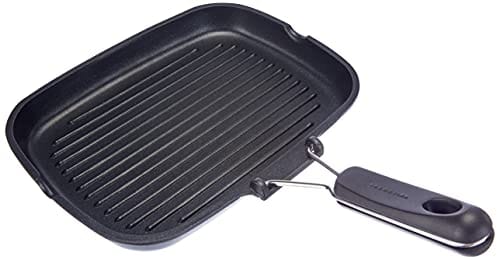 DESCUENTAZO 50% DESCUENTO Lagostina Easy Grill Plancha Rectangular Antiadherente de Aluminio Fundido a Presión, 24 x 32 cm, Revestimiento de Meteorito Resistium, Mango Plegable de Baquelita, Borde Vertedor, Fácil de Limpiar