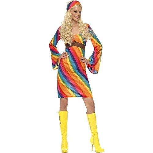 OFERTÓN SUPREMO 74% DESCUENTO Smiffy’S 22442L Disfraz Hippy Arco Iris, Vestido Y Cinta Para La Cabeza, Multicolor, L Eu Tamaño 44 46