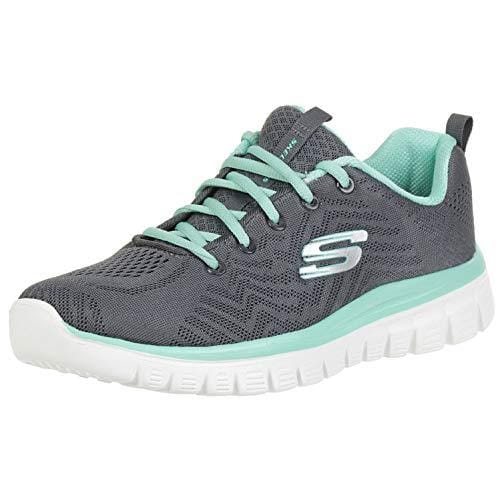 42% DESCUENTO Skechers Graceful Get Connected, Zapatillas Mujer, Charcoal Mesh Green Trim, 39 EU