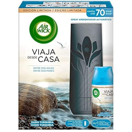 BUENA OFERTA 27% DESCUENTO Air Wick Freshmatic 1 Aparato y 1 Recambio de Ambientador Spray Automático, Esencia con Aroma a Oasis Turquesa, Colección Viaja des de Casa Negro