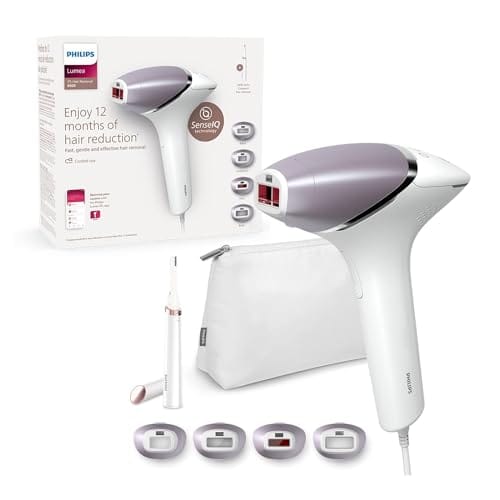 DESCUENTAZO 40% DESCUENTO Philips Lumea Depiladora Luz Pulsada IPL Serie 8000 con Tecnología SenseIQ, 4 accesorios para el cuerpo, la cara, la zona del bikini y las axilas, lápiz recortador compacto satén (modelo BRI949/00)