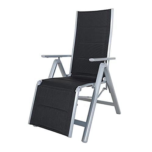 OFERTÓN SUPREMO 65% DESCUENTO Chicreat Silla de relax plegable, estructura de aluminio, Plateado/Negro, 67 x 58 x 110cm