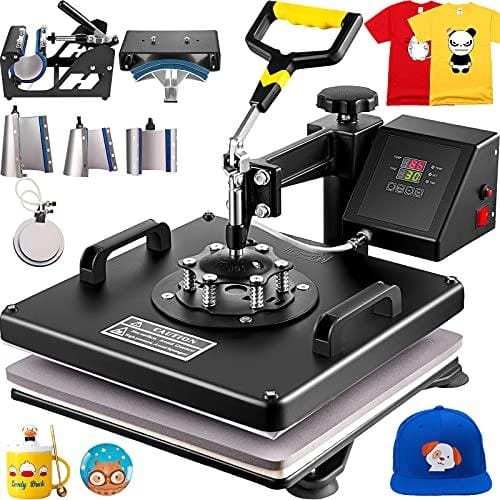 DESCUENTAZO 48% DESCUENTO VEVOR 8 en 1 Máquina de Prensa de Calor Transferencia Digital Máquina de Sublimación 38 x 38 cm, Prensadora de Calor para Camiseta Taza Sombrero Gorra con Placa Ajustable Multifuncional Color Negro
