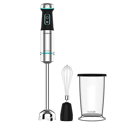 BUENA OFERTA 30% DESCUENTO Cecotec Batidora de mano Power TitanBlack 1200 XL Cream. 1200 W, Tecnología CrossBlades con Cuchillas 4 hojas, Pie XL, Campana antisalpicaduras, Selector de velocidad, Vaso 800 ml y Varilla