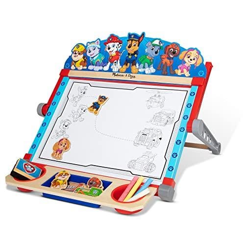 DESCUENTAZO 59% DESCUENTO Melissa & Doug Caballete de sobremesa de doble cara con personajes de Patrulla Canina, Paw Patrol, Pizarra de borrado en seco y de tiza, Incluye accesorios e imanes, Juguete educativo y creativo