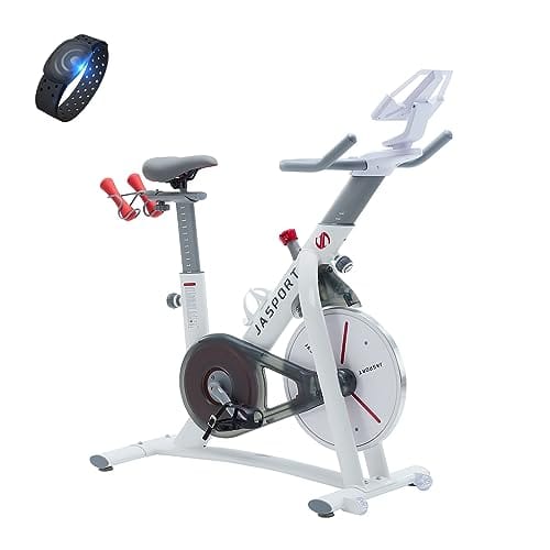 JASPORT S3 Smart Indoor Speedbike bicicleta estática silenciosa|Sistema de frenado magnético|app con cursos de entrenamiento en vídeo bajo demanda |compatible con Kinomap y Zwift|incl. pulsómetro