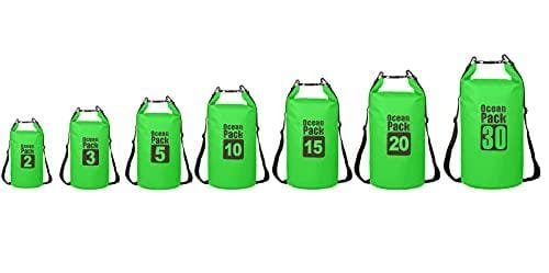 Ducomi Bolsa de Mar Impermeable Bolsa Estanca para Kayak, Canoa, Piscina, Playa y Pesca Teléfono Móvil y Accesorios Secos Viajes, Buceo, Surf y Trekking (Verde, 20L)