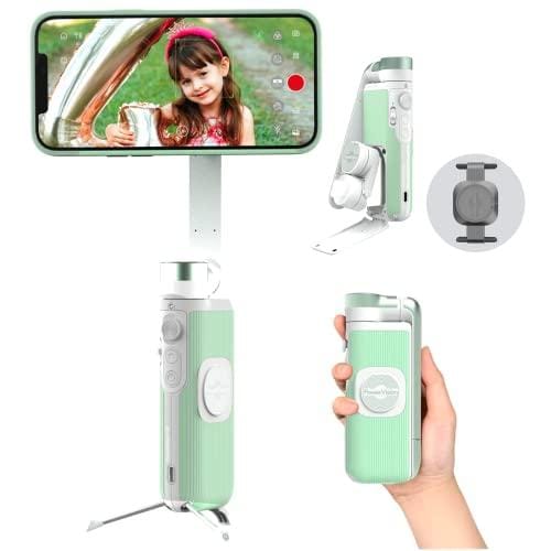 PowerVision S1, cardán para Smartphone, estabilizador de teléfono de 3 Ejes con trípode Integrado, Banco de energía inalámbrico y Seguimiento de Movimiento y Caras de IA para vlogging o TikTok (Kit
