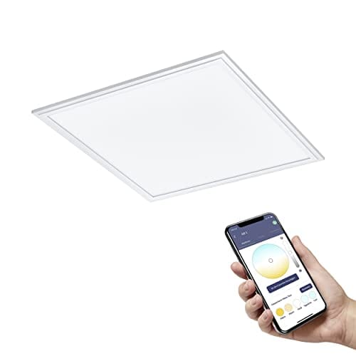 OFERTÓN SUPREMO 68% DESCUENTO EGLO connect.z Smart Home panel LED Salobrena Z, L x A 45 cm, ZigBee, control de voz y de la aplicación, colores ajustables, regulable, lámpara de techo de aluminio blanco