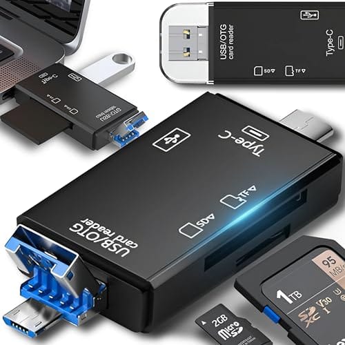 Retoo Lector de Tarjetas SD 5 en 1 de Alta Velocidad USB 3.0 SD con OTG y Tipo C, Lector de Tarjetas para Micro SDXC, SDHC, TF y UHS I, Compatible con Windows, Mac, Android, iPhone, Smartphone