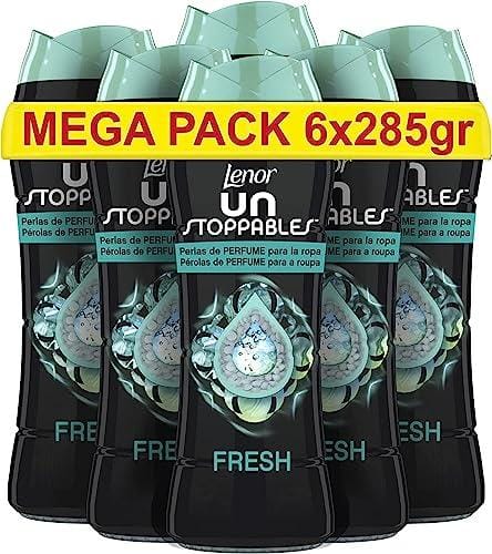 BUENA OFERTA 39% DESCUENTO Lenor Unstoppables Perlas Suavizante de Perfume para la Ropa, 127 Lavados (6 x 285 g), Potenciador de Frescor para el Lavado, Fragancia Fresca