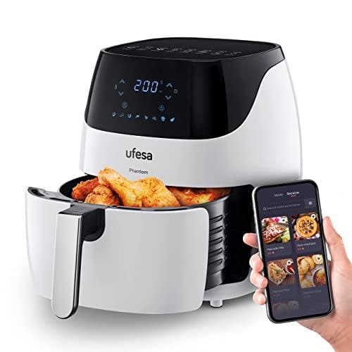 DESCUENTAZO 49% DESCUENTO Ufesa AF5100 White Phantom Freidora de Aire sin Aceite con WIFI, 5L, Control Táctil Digital, 8 Programas, 1500W, APP con Recetario, Temperatura y Tiempo Regulable, Cubeta y Bandeja Anti Adherentes