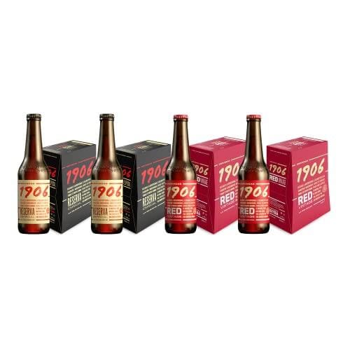 BUENA OFERTA 31% DESCUENTO 1906 Familia Cervezas Pack Combinado de 24 Botellas x 33 cl, Incluye 2 Pack de 1906 Reserva Especial y 2 Pack de 1906 Red Vintage