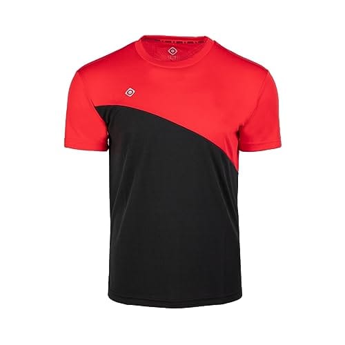 Izas Camiseta Técnica para Hombre con Tecnología Dry Fit Camiseta Deportiva de Manga Corta con Hydrospeed que Expulsa el Sudor a la Superficie y Mantiene Seca la Piel Abi Rojo y Negro L