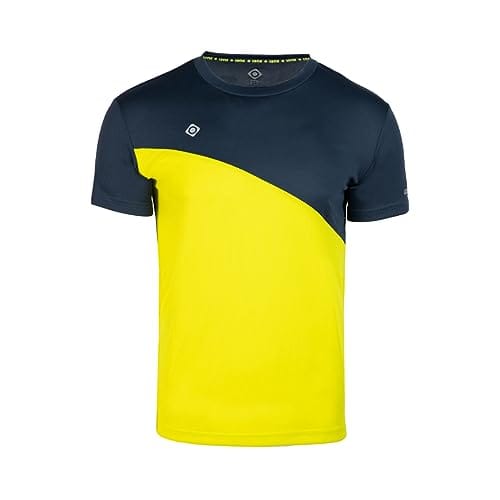 Izas Camiseta Técnica para Hombre con Tecnología Dry Fit Camiseta Deportiva de Manga Corta con Hydrospeed que Expulsa el Sudor a la Superficie y Mantiene Seca la Piel Abi Marino y Amarillo L