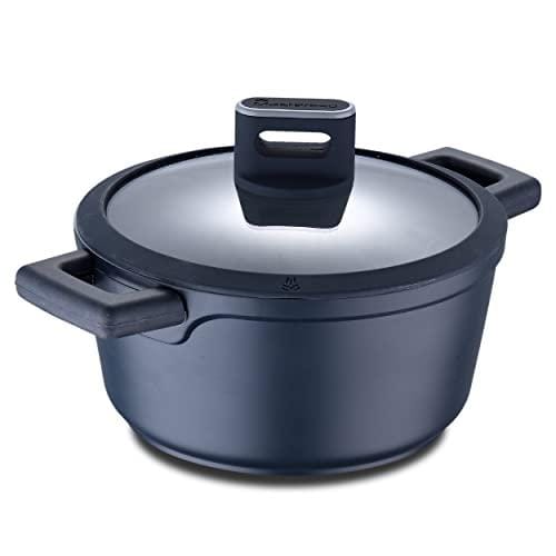 DESCUENTAZO 52% DESCUENTO MasterPRO Indigo | Cacerola de Cocina de 28 x 13 cm con Tapa | Cazuela Antiadherente de Aluminio Fundido | Revestimiento Antiadherente Xylan Plus | Asas Soft Touch | Todo Tipo de Cocinas