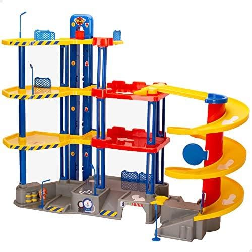 COLORBABY Motor Town, Parking de coches de juguetes 4 niveles Mega, Garage infantil, incluye 3 coches para niños, juguetes para niños (49966)