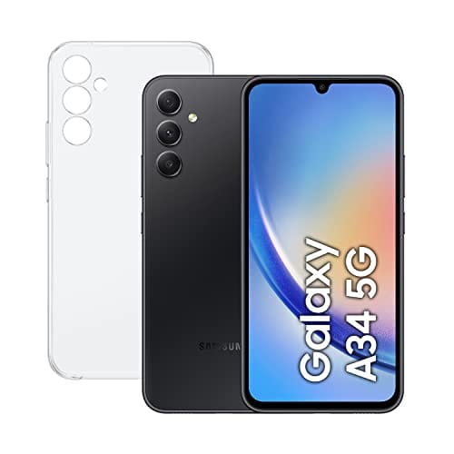 DESCUENTAZO 46% DESCUENTO SAMSUNG Galaxy A34 5G (256GB, 8 GB de RAM) + Funda Smartphone Android Color Negro, Pantalla Super AMOLED de 6,6 Pulgadas, Batería de 5000 mAh. Exclusivo Amazon (Versión española)