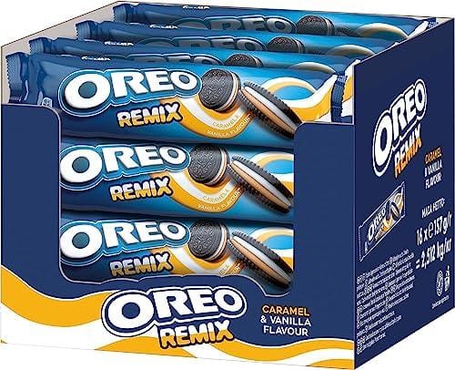 Oreo Remix Galletas de Cacao Rellenas de Crema Sabor Caramelo y Vainilla 157g Pack de 16