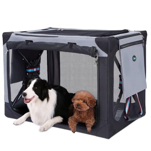 DESCUENTAZO 55% DESCUENTO Ownpets Transportín para Mascotas abatible, Portátil, con Marco de Acero Resistente para Perros y Gatos, Desmontable, Suave, para Interiores y Exteriores, Tela Oxford, Gris, XL
