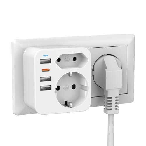 OFERTÓN SUPREMO 73% DESCUENTO Enchufe Doble para Enchufe, Enchufe múltiple con 1 Tipo C (PD 20 W, Carga rápida) y 3 USB, 2 enchufes múltiples para Adaptador de enchufes, Compatible con teléfono, Enchufe USB C
