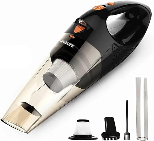 DESCUENTAZO 50% DESCUENTO VacLife Aspiradora de Mano, Aspiradora de Coche Sin Cable, Mini Aspiradora Portátil Recargable de Mano Inalámbrica, Aspiradora de Coche Potente con 2 Filtros, Naranja Claro (VL189)