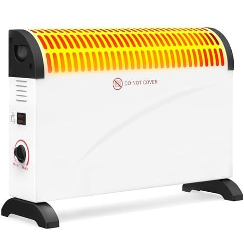 BUENA OFERTA 29% DESCUENTO Calefactor Convector 2000W,Radiador Electrico Bajo Consumo3 Niveles de Potencia,Portátil,Protección Contra Sobrecalentamiento, Termostato Regulable,Radiador Eléctrico Potente,Blanco (1 Pieza)