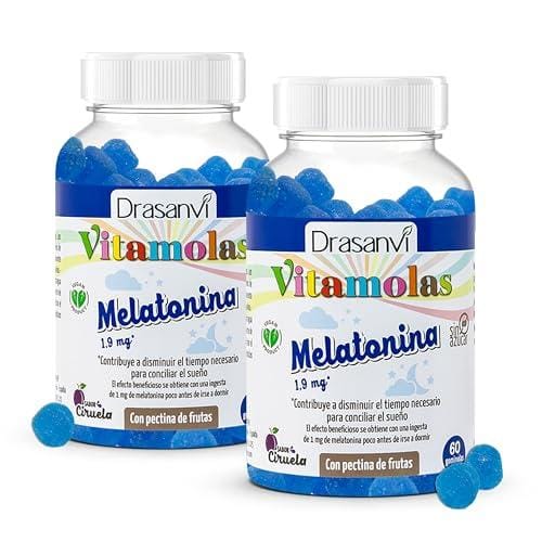 BUENA OFERTA 27% DESCUENTO DRASANVI gominolas de Melatonina | Ayudan a dormir | Sueño de Calidad | 1,9mg de melatonina cada una |Vegano | Sabor Ciruela | 2x 60 Gominolas para dormir