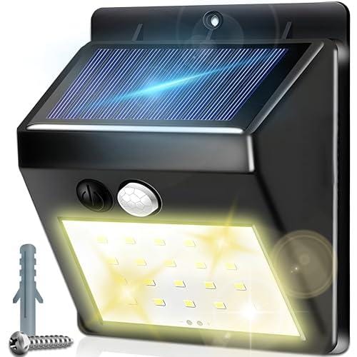 Retoo Lámparas solares para exterior con detector de movimiento LED, lámpara solar exterior impermeable, lámpara de pared de jardín superbrillante para pared, post pathway jardín, lámpara de pared de