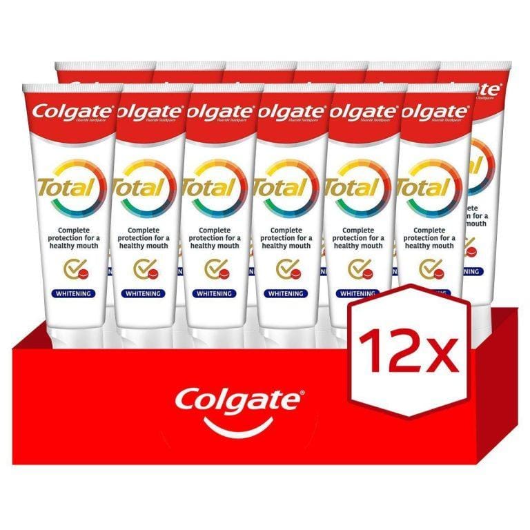 Pasta de dientes Colgate Total Blanqueadora 24h de protección completa 75ml. Pack 12 | Miravia