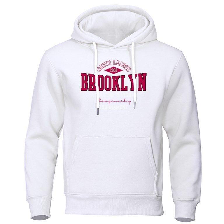 Sudadera con capucha de la Liga del Norte para hombre, jersey de lana de gran tamaño con cuello redondo y letras de Brooklyn Street, estilo Hip Hop, 1982 | Miravia