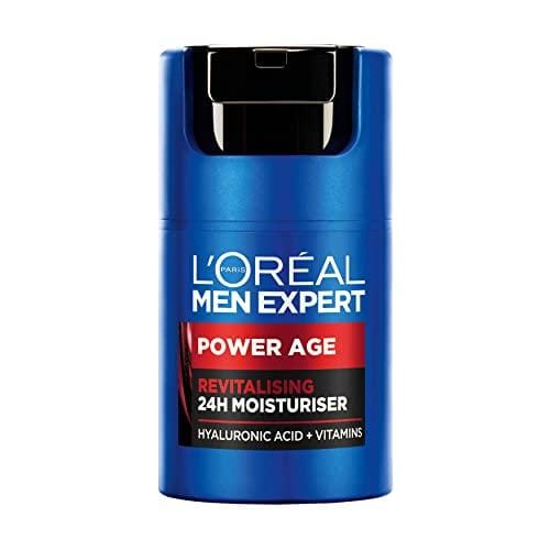 L’Oréal Crema hidratante para hombre, Antiarrugas y antienvejecimiento, Con ácido hialurónico hidratante para el envejecimiento, Para pieles secas y apagadas, Men Expert Power Age, 50ml