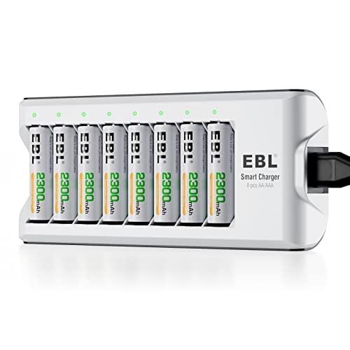 BUENA OFERTA 30% DESCUENTO EBL C9042W 8 Bay AA AAA Cargador de Pila con 8 Piezas de AA 2300mAh Ni MH Baterías Recargables