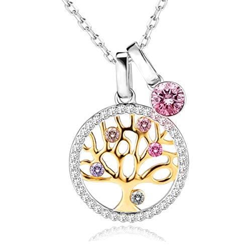 25% DESCUENTO LEKANI Collares Plata Árbol de la Vida Colgante Cristales de Austriacos, Joyas para San Valentin, Regalos Originales para Mujer, Abuela, Dia de la Madre (gold 1)
