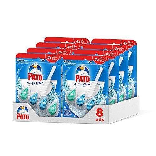 Pato Active Clean Colgador wc, frescor intenso, perfuma Limpia y Perfuma el inodoro, aroma Marine. (Pack 8 unidades)