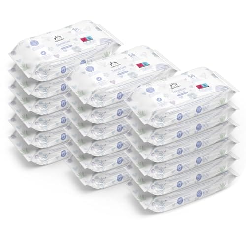Marca Amazon Mama Bear Toallitas para bebés sensibles, Sin fragancia, 1008 Unidad, 18 Paquetes de 56