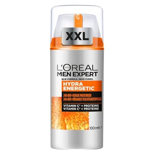 L’Oréal Men Expert Crema Hidratante Anti Fatiga 24h Hydra Energetic para Hombres, Crema Facial de Uso Diario, Aporta Energía, Formato 100 ml,