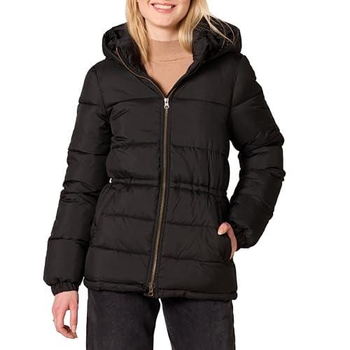 45% DESCUENTO Amazon Essentials Chaqueta Gruesa y Acolchada con Cordón en la Cintura Mujer, Negro, M