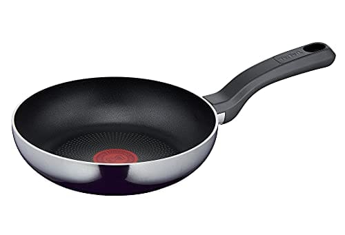 DESCUENTAZO 50% DESCUENTO Tefal D52602 Resist Sartén de 20 cm, con revestimiento antiadherente de titanio, indicador de temperatura de señal térmica, fácil limpieza, tecnología de protección de llamas, color negro