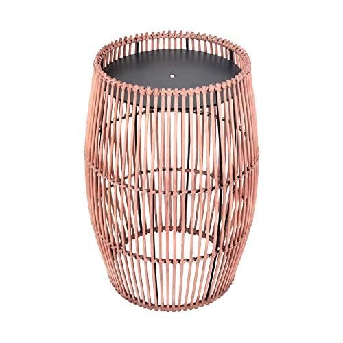 DESCUENTAZO 60% DESCUENTO Teamson Home Muebles de Jardín para Exteriores, Pequeño, Redondo, para Patio, Mesa Auxiliar, Soporte para Plantas en Mimbre de Bambú con Parte Superior de Metal, Marrón