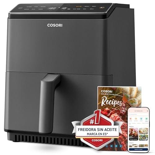 DESCUENTAZO 49% DESCUENTO COSORI Freidora de Aire Wifi 6,4 L, Air Fryer con Doble Resistencia, 60+ Recetas de App Creadas por Chef en Español, Freidora sin Aceite con 12 Programas, Gris Oscuro, Dual Blaze