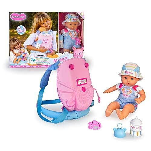 DESCUENTAZO 63% DESCUENTO Nenuco De paseo con Mateo, muñeco de cuerpo blandito 35 cm, con mochila portabebés para trasportín 2 en 1 que se transforma en hamaca, con accesorios de juguete, chupete y bibe, Famosa