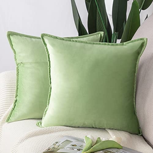 54% DESCUENTO Madizz Juego de 2 Terciopelo Decorativo Funda de cojíns Lujo Estilo Fundas de Almohada para el sofá Dormitorio Verde Manzana Cuadrado 50 x 50 cm