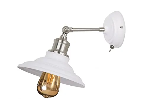GTV Lámpara de pared con interruptor, 8267, AC220 240 V, 50/60 Hz, 1 bombilla E27, máx. 40 W, diámetro de 20 cm, color blanco