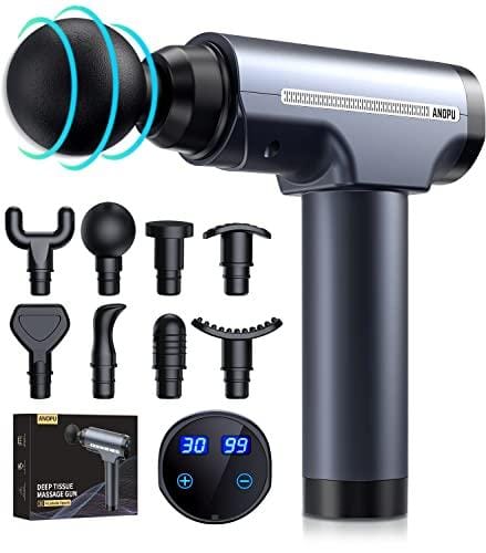 BUENA OFERTA 23% DESCUENTO Pistola de Masaje Muscular, Masajeador de 30 Velocidades, Pistola Masaje Profesional 3200 RPM con 8 Cabezales, Alivio de la Fatiga y el Estrés