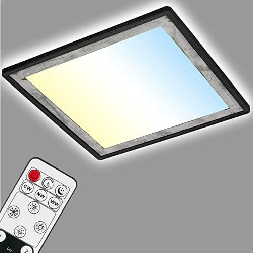 BRILONER Lámpara de techo LED con efecto retroiluminado, Lámpara de techo LED delgada CCT, Ultraplana, Plateada, Regulable, Mando a distancia, 420x420x29 mm, Negra