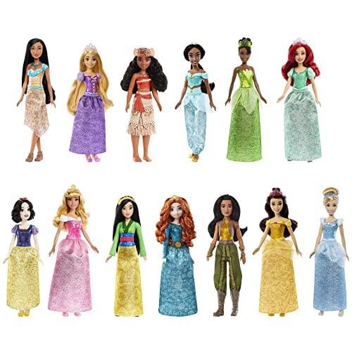 BUENA OFERTA 26% DESCUENTO Mattel Disney Princess, Pack 13 Muñecas princesas de moda, ropa brillante y accesorios, regalo para niños y niñas +3 años (HPG74)