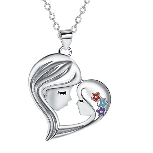 Micory Collar para Madre Hija Plata de Ley 925, Colgante Amor de Madre de Corazón Collares, Regalo del dia de la Madre