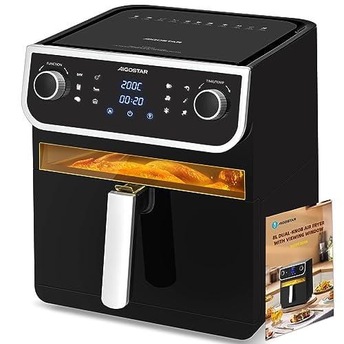 BUENA OFERTA 22% DESCUENTO Aigostar Freidora de aire sin aceite, Ventana de visualización, capacidad XXL 8L, 1700 W, gran pantalla LED táctil, 12 funciones preestablecidas + manual, Doble uso: con cesta o cajón, Sin BPA
