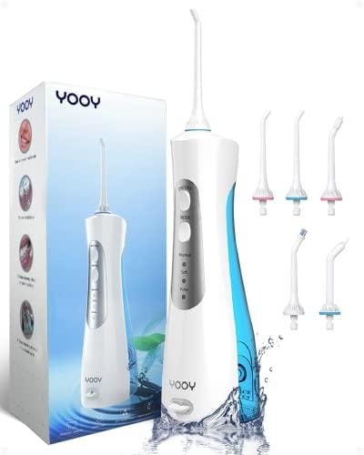 DESCUENTAZO 60% DESCUENTO YOOY Irrigador Bucal Portatil Dental Profesional,con 5 Boquillas 3 Modos, Irrigador Dental IPX7 Impermeable Inalambrico USB Recargable, Electrico para casa y de viaje